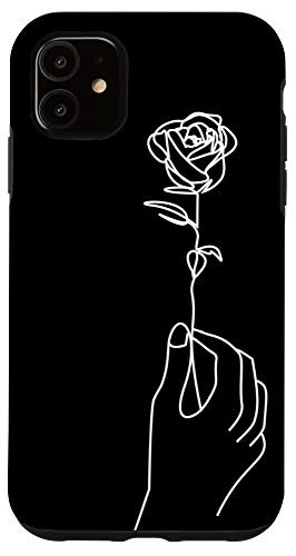 iPhone 11 Aesthetic Minimal Flower Line Art Case
