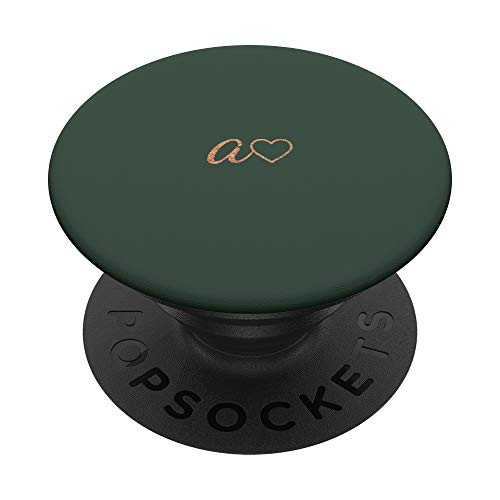 Rose Initial Letter A Heart Minimalist Forrest Green PopSockets PopGrip Swappable Grip for Phones  and  Tablets