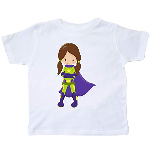 inktastic Superhero Girl Brown Hair Green Toddler T-Shirt 5-6 White 3c0f3