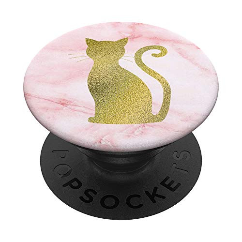 Yellow Cat Silhouette Pink White PopSockets PopGrip Swappable Grip for Phones  and  Tablets