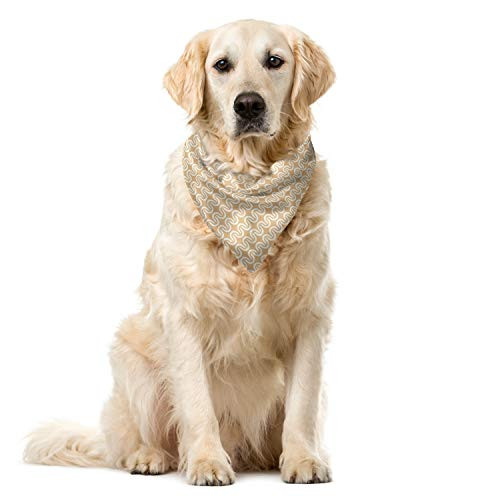 Lunarable Abstract Pet Scarf Symmetrical Wavy Lines 16 inch X 16 inch Sand Brown Cream Lunarable Abstract Pet Scarf Symmetrical Wavy Lines 16 inch X 16 inch Sand Brown Cream