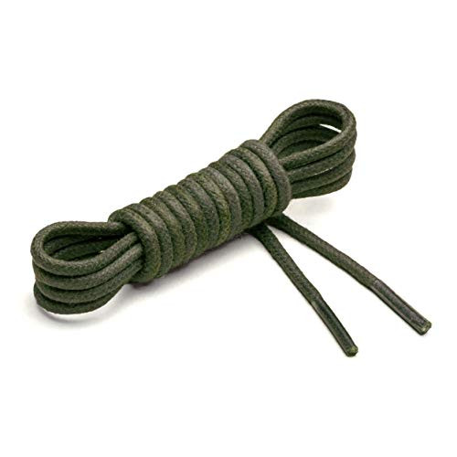 Benchmark Basics Army Green 30 inch Round Waxed Cotton Shoelaces - 2mm -5/64- Width -30 Inches Army Green-