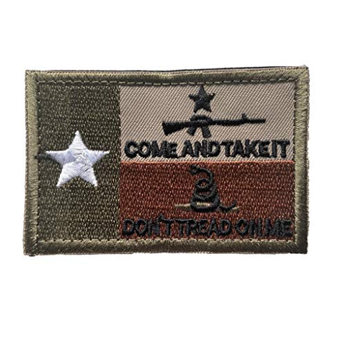 Backwoods Barnaby Texas Flag Dont Tread on Me/Come and Take It Morale Patch with Hook  and  Loop -Multicam-
