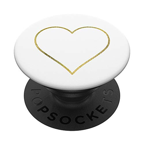 Yellow Heart Outline White PopSockets PopGrip Swappable Grip for Phones  and  Tablets