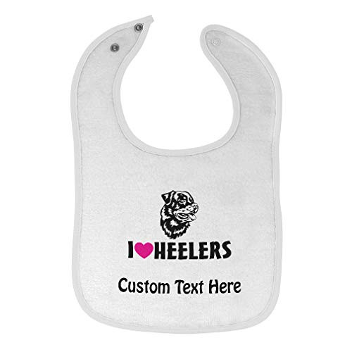 Toddler  and  Baby Bibs Burp Cloths I Heart Heelers Dog Lover Pet Cotton Items for Girl Boy Gifts Ab White Custom Text Here