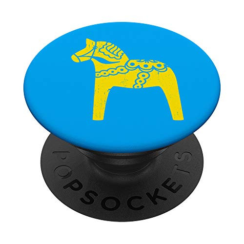 Sverige Sweden Swedish Dala Horse Yellow Dalahost PopSockets PopGrip Swappable Grip for Phones  and  Tablets