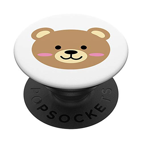Cute Brown Bear Face Kawaii Animal PopSockets PopGrip Swappable Grip for Phones  and  Tablets