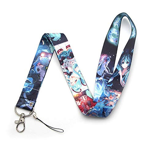 RedDoor_Hill Hatsune Miku Keychain lanyards id Badge Holder ID Card Pass Gym Mobile Phone USB Badge Holder Key Strap