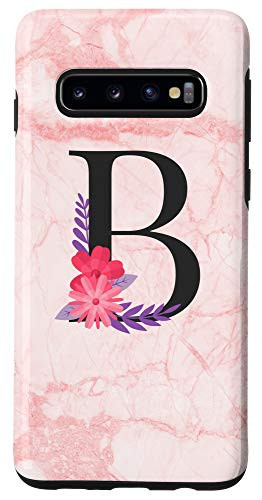 Galaxy S10 Cool Personalized Girly B Monogram Flowers Initial Letter Case