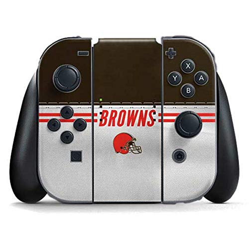 Skinit Decal Gaming Skin Compatible with Nintendo Switch Joy Con Controller - Officially Licensed NFL Cleveland Browns White Striped Design