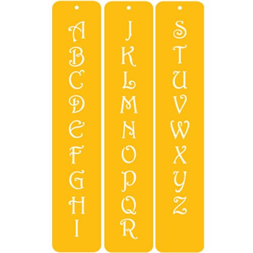Designer Stencils C107 1.75 Inch Contemporary Monogram Letters Cake Stencil, Beige/semi-transparent