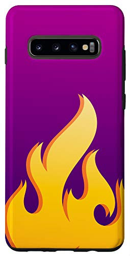 Galaxy S10 Plus Flames Orange Yellow on Purple - Fire Design Case