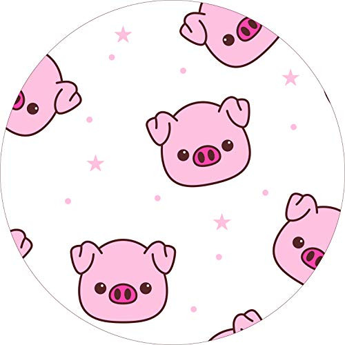 Cute Adorable Kawaii Piggy Piglet Design Cartoon Vinyl Sticker -Circle 8 inch Wide-