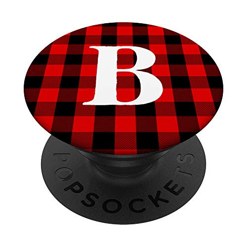 Buffalo Plaid Personalized Monogram Initial Letter  inchB inch PopSockets PopGrip Swappable Grip for Phones  and  Tablets