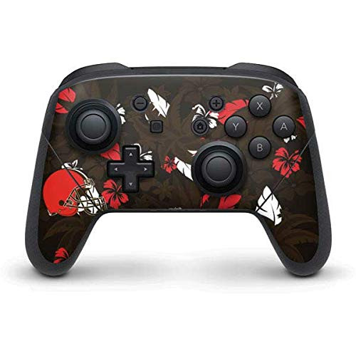 Skinit Decal Gaming Skin Compatible with Nintendo Switch Pro Controller - Officially Licensed NFL Cleveland Browns Tropical Print Design