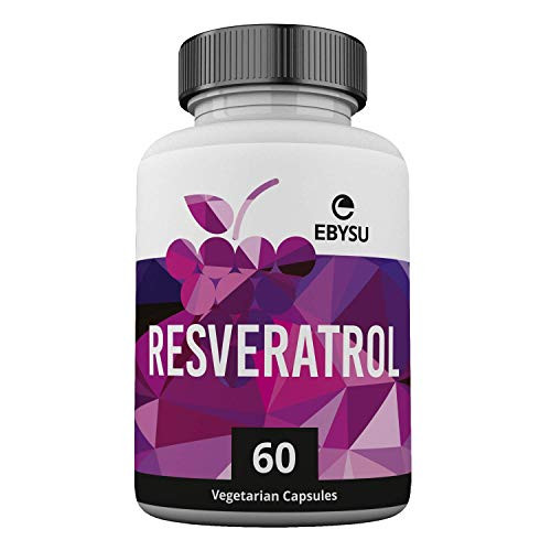 EBYSU Resveratrol - 1200mg Maximum Strength Trans Resveratrol Antioxidant Supplement - Pomegranate Green Tea Quercetin Grape Seed Extract and Acai - 60 Vegan Capsules