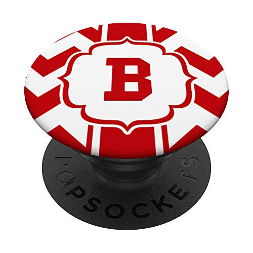 Red Chevron Monogram Letter B Initial Monogrammed Name PopSockets Grip and Stand for Phones and Tablets