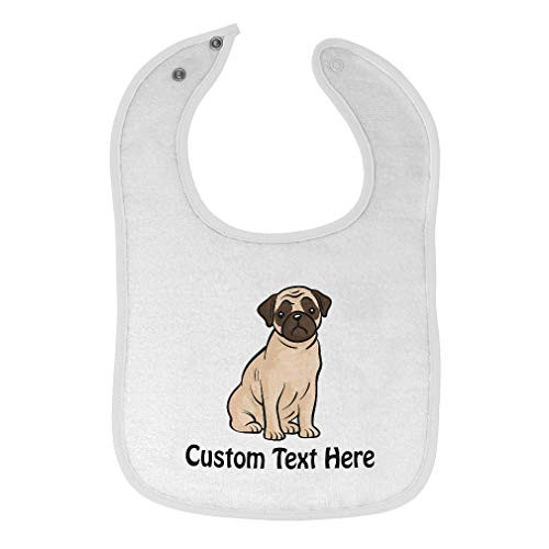 Toddler  and  Baby Bibs Burp Cloths Pug Dog Lover Pet Cotton Items for Girl Boy Gifts Ab White Custom Text Here