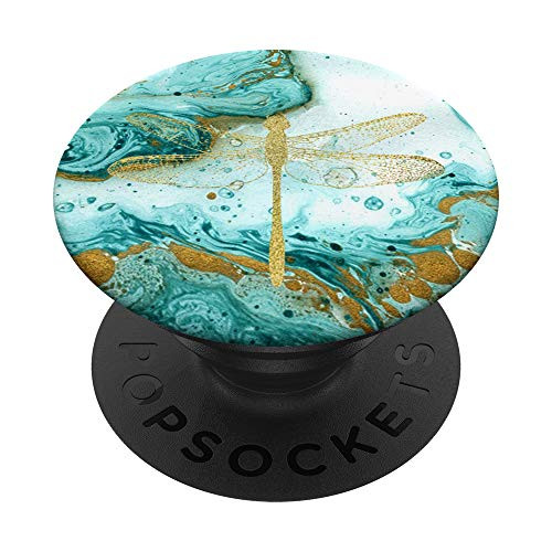 Yellow Dragonfly Teal White PopSockets PopGrip Swappable Grip for Phones  and  Tablets