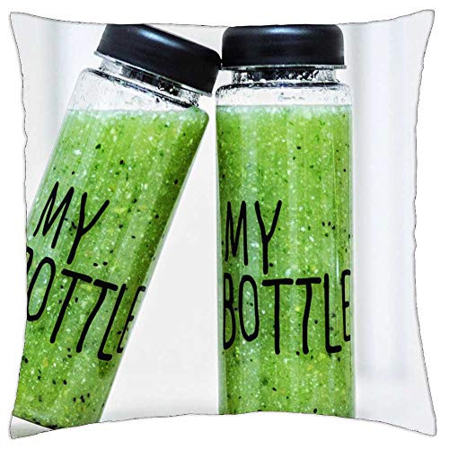 LESGAULEST Throw Pillow Cover -18x18 inch- - Bottle Smoothies Detox Drink Healthy Green Fresh 2 LESGAULEST Throw Pillow Cover -18x18 inch- - Bottle Smoothies Detox Drink Healthy Green Fresh 2