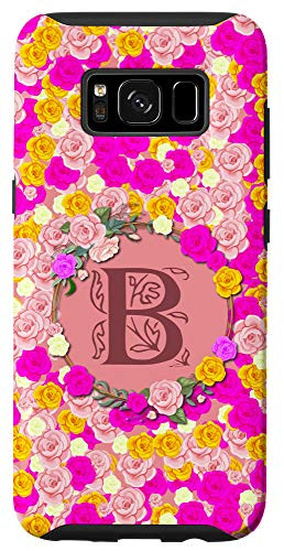 Galaxy S8 Colorful Roses  and  Wreath - Initial Letter B Monogram. Flower Case