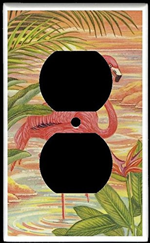 2-PLUG OUTLET SWITCH PLATE - Flamingo Design exo100 - Flamingos