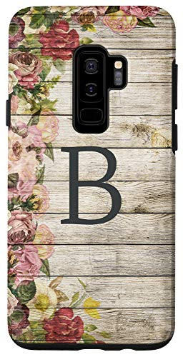 Galaxy S9 Plus Letter B Initial Personalized Monogram Name Flower Farmhouse Case