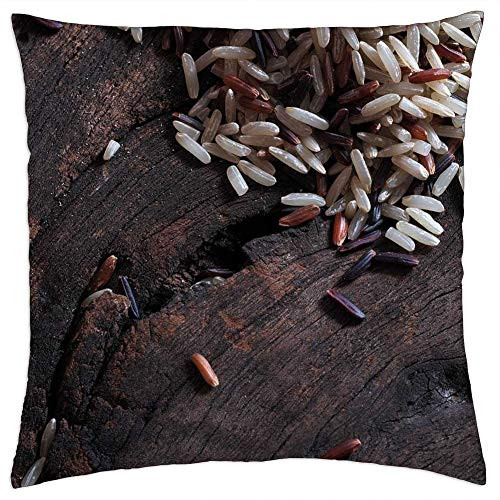 LESGAULEST Throw Pillow Cover -16x16 inch- - Rice Brown Ruby Organic Black Jasmine Grain