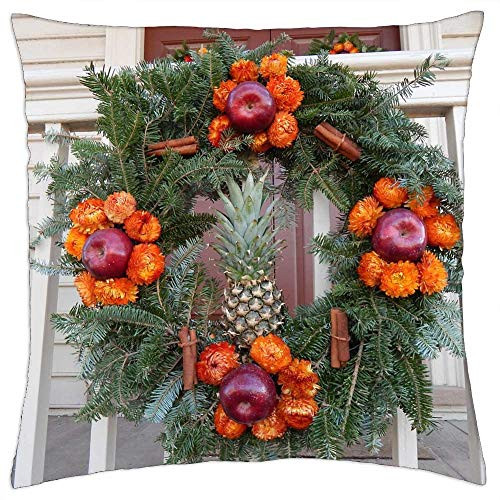 LESGAULEST Throw Pillow Cover -16x16 inch- - Wreath Holiday Decorations Nature Decoration Greens