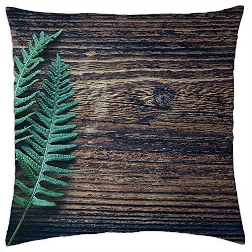 LESGAULEST Throw Pillow Cover -16x16 inch- - Fern Plant Nature Fern Plant Leaves Green Wood