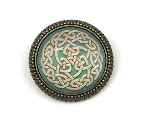 Celtic Knot Pin - Green and Tan - Handmade