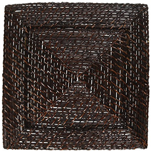 ChargeIt by Jay Square Rattan Charger Plate Dark Brown