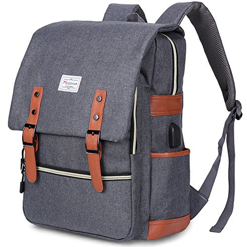 Modoker Vintage Laptop Backpack for Women Men,School College Backpack with USB Charging Port Fashion Backpack Fits 15 inch Notebook (Grey) Modoker Vintage Laptop Backpack for Women Men,School College Backpack with USB Charging Port Fashion Backpack Fits 15 inch Notebook (Grey)