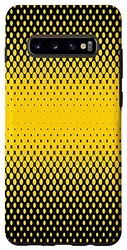 Galaxy S10 Plus TRENDY BLACK  and  YELLOW COLOR CIRCLE POLKA DOTS - Cell Phone Case
