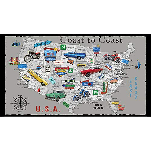 Coast to Coast 24 inch x 44 inch US Map Panel B-9198P-90 from Blank by The Panel