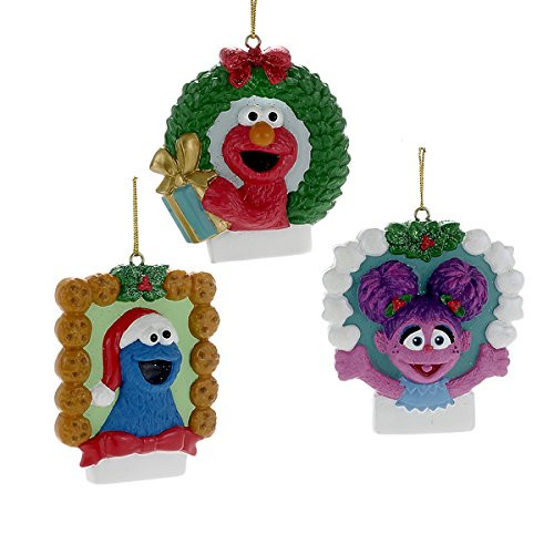 Kurt Adler Resin For Personalization Sesame Street Elmo, Cookie Monster And Abby Resin 1 Set 3 Assorted Christmas Ornaments