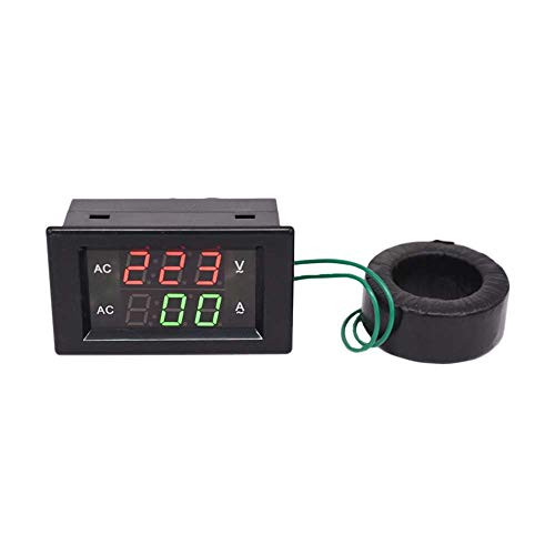 VVU Digital Voltmeter Ammeter 500V/50A Black Shell LED Dual Display Panel AC Voltmeter Ammeter Head Digital Display Voltage Monitor Gauge Meter