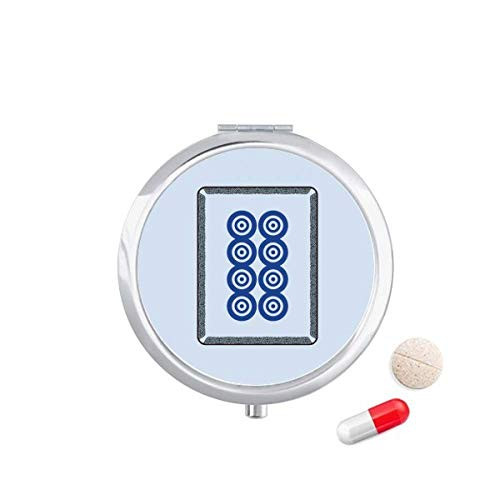 Mahjong Circle Dots 8 Tile Pattern Pill Case Pocket Medicine Storage Box Container Dispenser