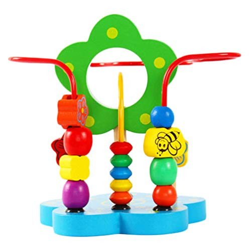 TOYANDONA Bead Maze Roller Coaster Wooden Educational Circle Toys -Flower-