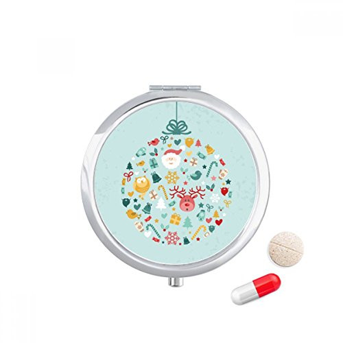 Merry Christmas Circle Cartoon Portrait Pill Case Pocket Medicine Storage Box Container Dispenser