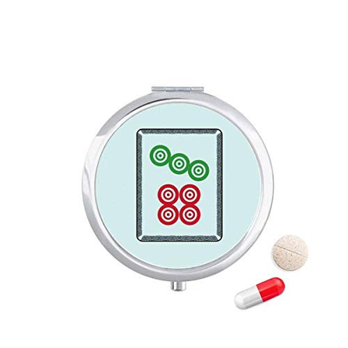 Mahjong Circle Dots 7 Tile Pattern Pill Case Pocket Medicine Storage Box Container Dispenser