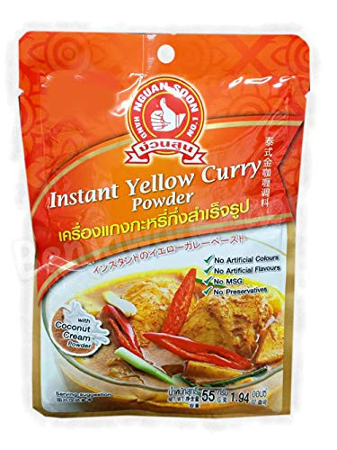 Instant Yellow Curry Powder 55 g. With Coconut Cream Powder -Pack of 1- Ship By Benjawan Shop
