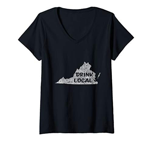 Womens Vintage Drink local craft beer Virginia V-Neck T-Shirt Womens Vintage Drink local craft beer Virginia V-Neck T-Shirt