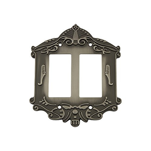 Nostalgic Warehouse 719798 Victorian Switch Plate with Double Rocker, Antique Pewter