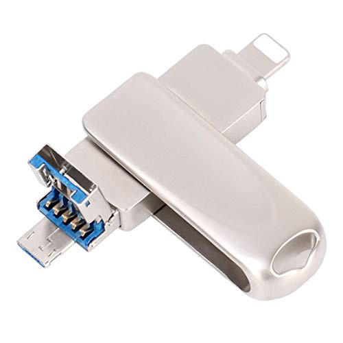 USB Flash Drive for iPhone 3-in-1 OTG Pen Drive -Micro USB 2.0/USB 3.0- External Memory Stick for Android PhonesMacPCiPadMac -128GB-
