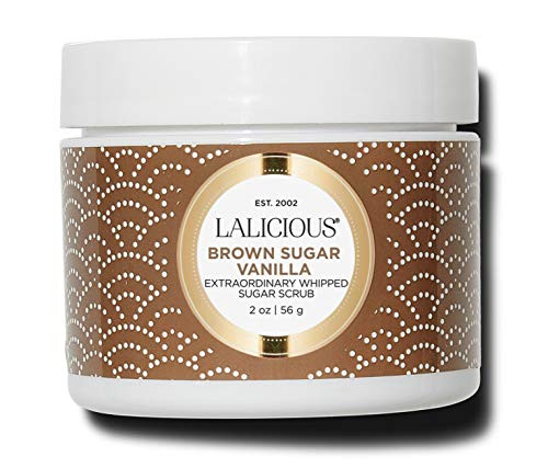 LALICIOUS Brown Sugar Vanilla Extraordinary Whipped Sugar Scrub - Cane Sugar Body Scrub with Coconut Oil  and  Honey No Parabens -2 Ounces-