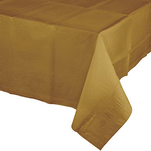 Glittering Gold Plastic Tablecloths 3 ct