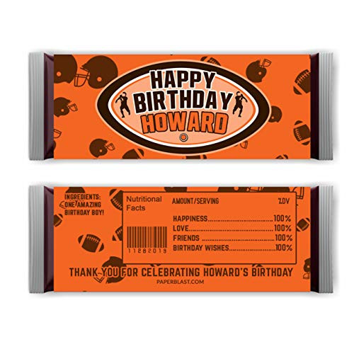 Football Orange and Brown Birthday Hershey Chocolate Bar Wrapper