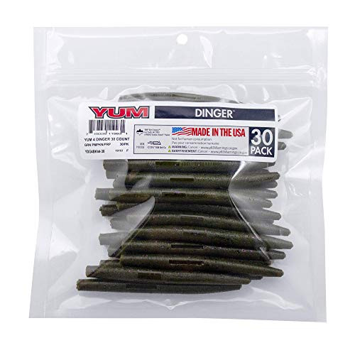 Yum Lures 4 inch Dinger 30 Count Dingers Green Pumpkin/Purple