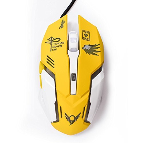 Gaming Mouse Backlit Optical Game Mice Ergonomic USB Wired with 2400 DPI and 6 Buttons 4 Shooting for Pro Game PC Computer Laptop Desktop Mac -Yellow-